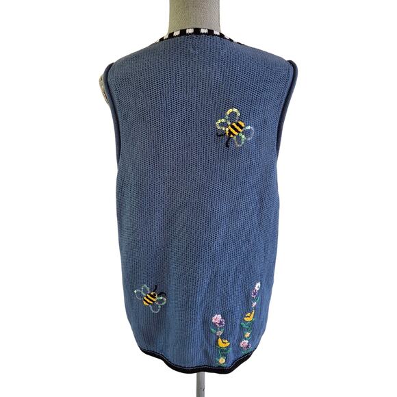 Vintage Quacker Factory Bumble Bee Sequin Embroidered Vest Plus 1X - Picture 8 of 13